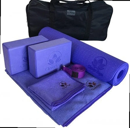 Complete Yoga Set for Beginners - Everything You Need to Get Started - 7 Piece Equipment Set Incl. Yoga Blocks Exercise Mat, Yoga, Yoga Strap, Yoga Towel Set, 1 Towel and Carry Case - Ideal Gift for