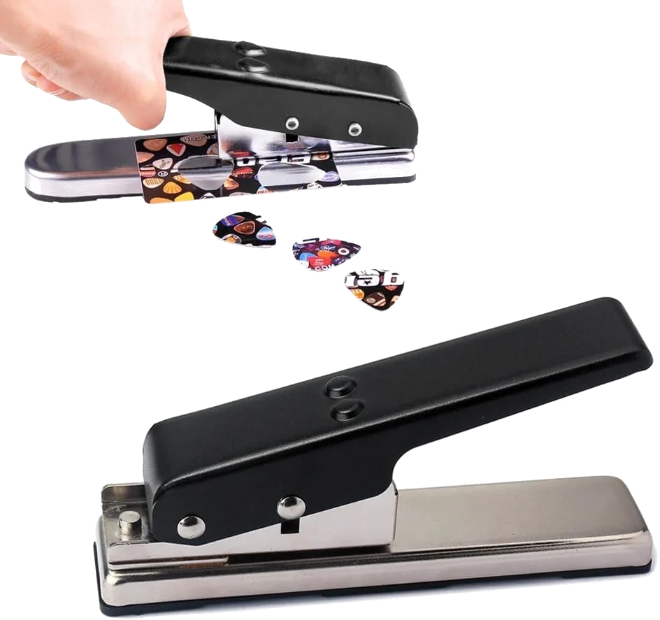 Alnicov Perforatrice à faire soi-même, pour cartes en plastique, pour faire des médiators de guitare uniques, fonctionne parfaitement sur ABS, PVC, vieilles cartes de crédit