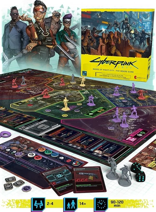 Cmon Cyberpunk 2077 : Gangs of Night City Jeu de société – Conquérir la Ville de Nuit dans ce Jeu de stratégie immersif de Science-Fiction Jeu d'aventure, à partir de 14 Ans, 1 à 4 Joueurs, 90 à 120