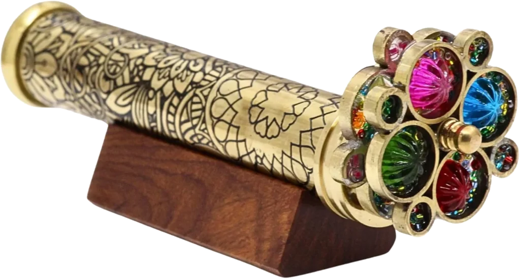 Rii Kaléidoscope en Laiton laqué avec Motif Floral gravé à la Main avec Deux Roues tournantes séparées, Un Cadeau Unique pour Mon Fils, Petit-Fils, Fille (16,5 x 2,5 cm)