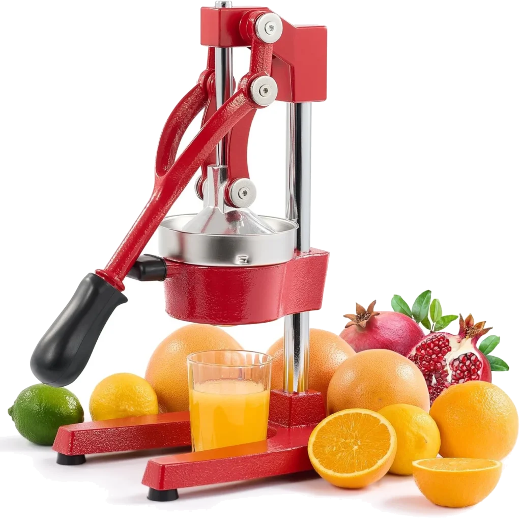 CO-Z Presse Agrumes Manuel Professionnel Silencieux en Acier Inoxydable de Qualité Alimentaire Broyeur Jus Presse Orange Lime Citron Pommes Fruit, Rouge